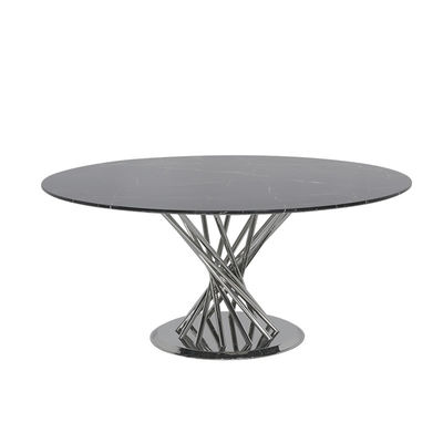 Mirrored 48 Round Marble Dining Table For Restaurant And Dining Room