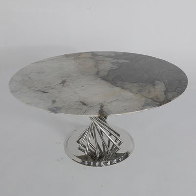 Mirrored 48 Round Marble Dining Table For Restaurant And Dining Room